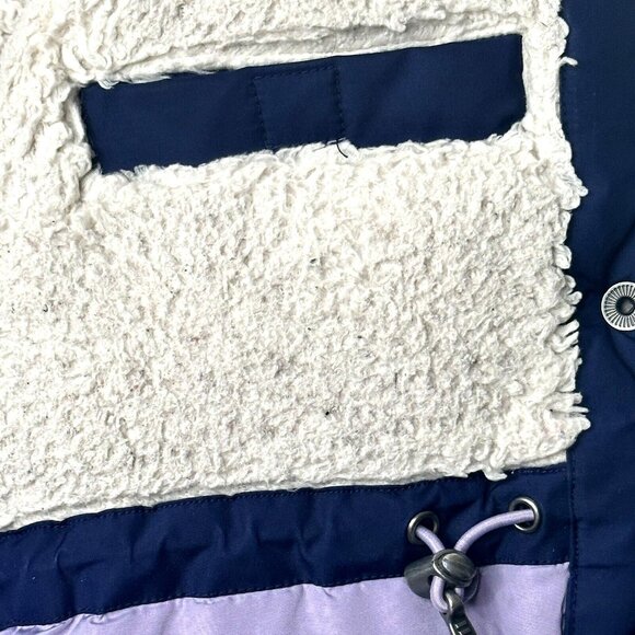 Lands End Kids Jacket Down Filled Sherpa Lined Hooded Grow-A-Long Coat Blue L - Picture 12 of 16